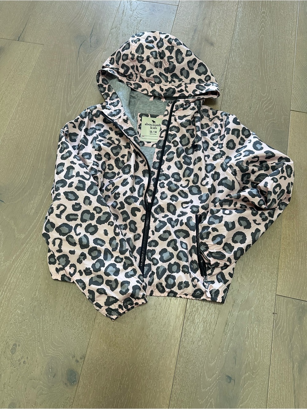 abercrombie kids Pink Leopard Hooded Windbreaker